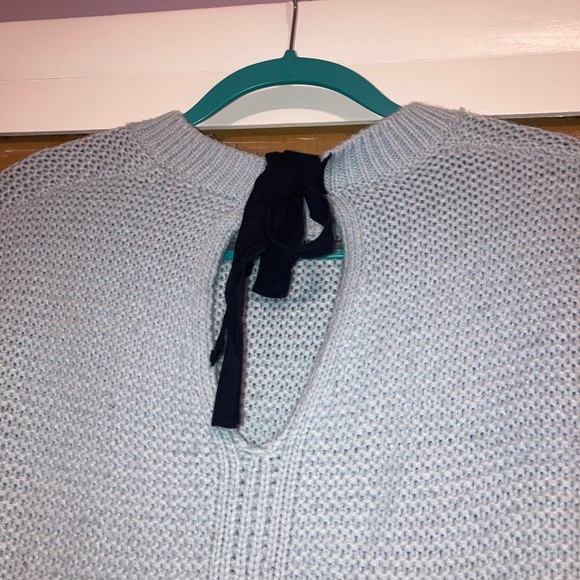 Forever 21 Sweater Open Back Bow Tie Blue Knit Small - Picture 5 of 6